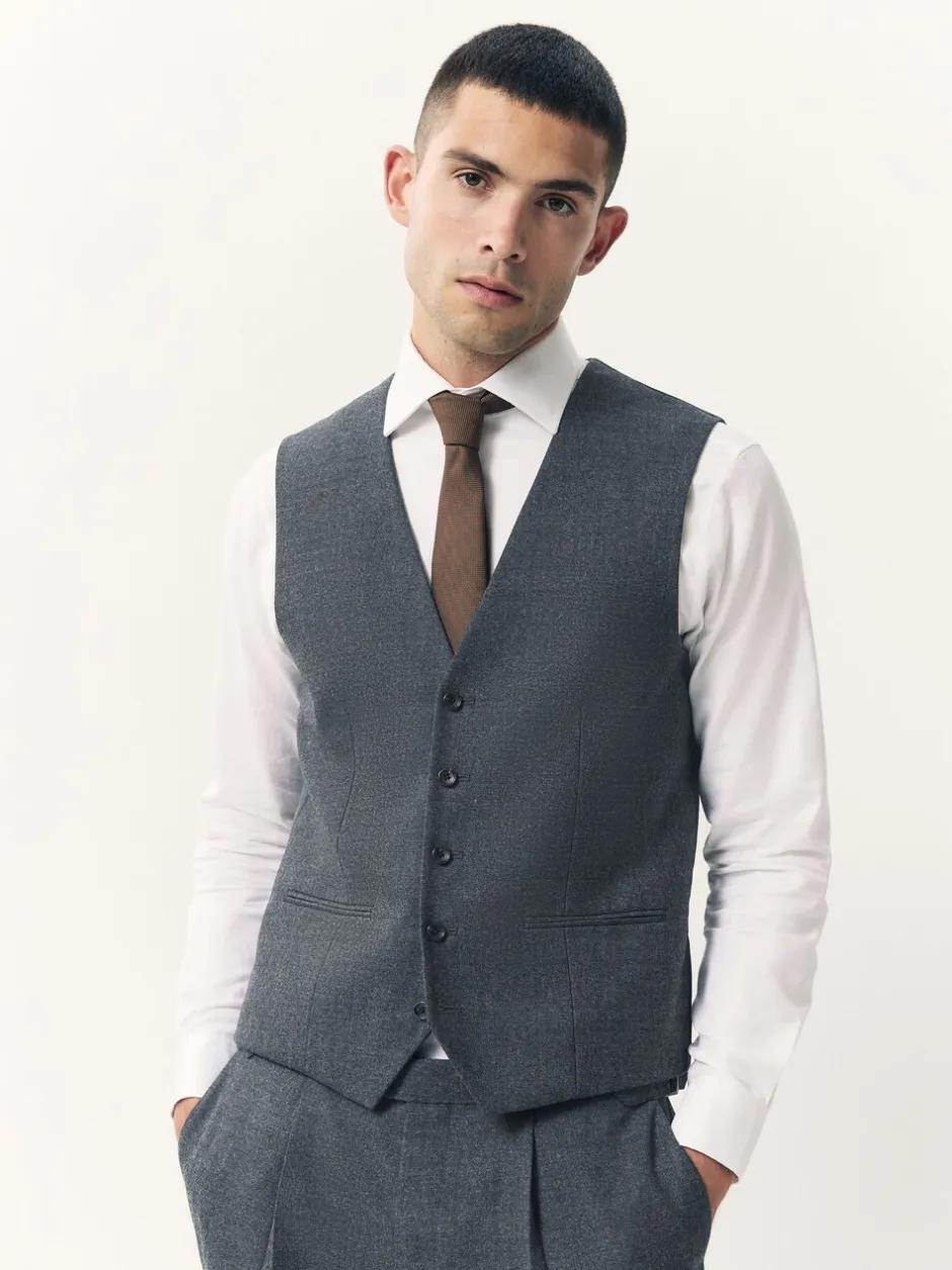 Vesten|Next - Merino Wool Blend Suit Waistcoat Blauw
