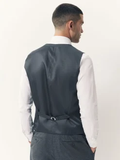 Vesten|Next - Merino Wool Blend Suit Waistcoat Blauw