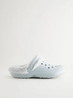 Pantoffels|Next Blauw - Met imitatiebont gevoerde damespantoffels