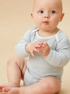 Rompertjes En Hemdjes|Mori - Lange Mouw Envelope Hals Bodysuit Blauw
