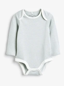 Rompertjes En Hemdjes|Mori - Lange Mouw Envelope Hals Bodysuit Blauw
