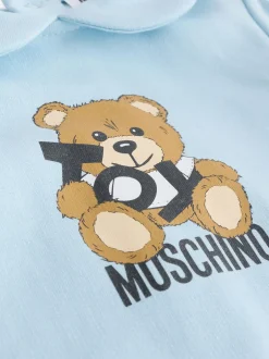 Slabbetjes|Moschino - Baby Logo Sleepsuit, Hat & Bib Giftset With Giftbox Blauw