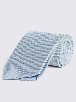 Stropdassen En Pochets*MOSS Blauw - Grenadine stropdas