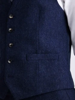 Vesten|MOSS - slim-fit Donegal tweed gilet Blauw