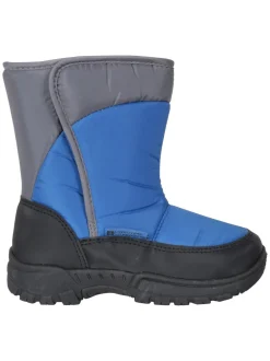 Boots*Mountain Warehouse - Caribou kindersneeuwlaarzen met enkele streep, sherpa voering en aangepaste pasvorm Blauw