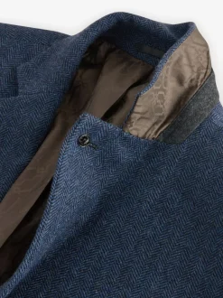 Blazers En Business-Jasjes|Next - Normale Pasvorm - Blazer met visgraatmotief en hoog wolgehalte Blauw
