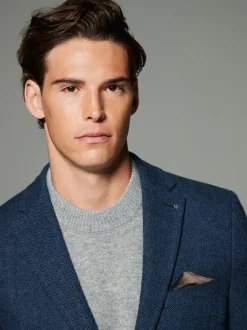 Blazers En Business-Jasjes|Next - Normale Pasvorm - Blazer met visgraatmotief en hoog wolgehalte Blauw