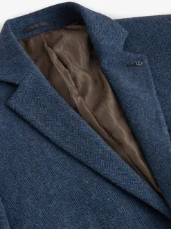 Blazers En Business-Jasjes|Next - Normale Pasvorm - Blazer met visgraatmotief en hoog wolgehalte Blauw