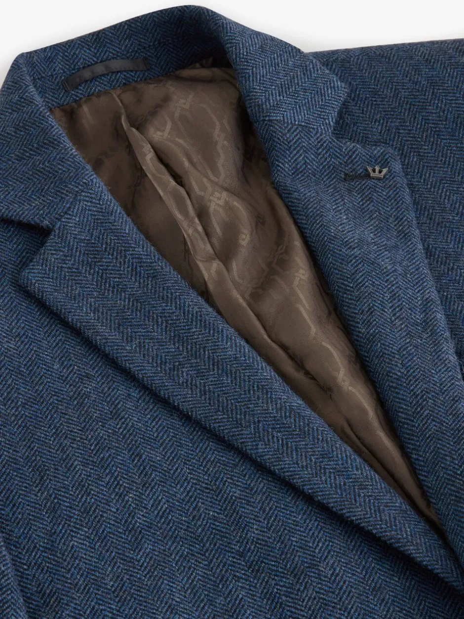 Blazers En Business-Jasjes|Next - Normale Pasvorm - Blazer met visgraatmotief en hoog wolgehalte Blauw