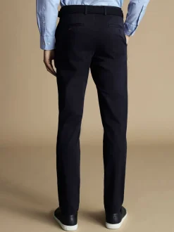 Formele Broek|Charles Tyrwhitt - Normale Pasvorm - - Ultieme strijkvrije Franse slim-fit chino Blauw