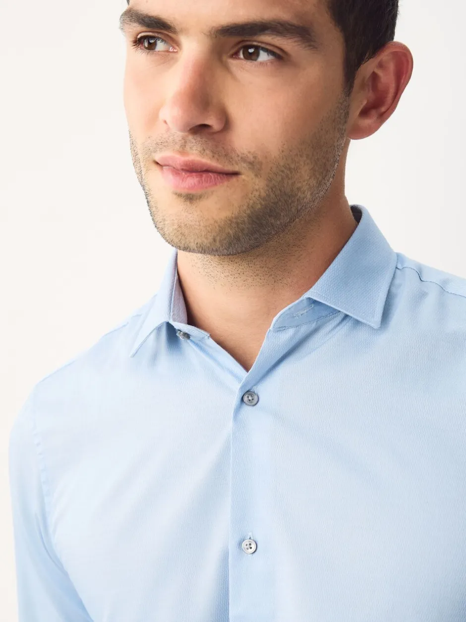 Shirts|Next - Normale Pasvorm - Eenvoudig te strijken slim fit overhemd met textuur en dubbele manchetten Blauw