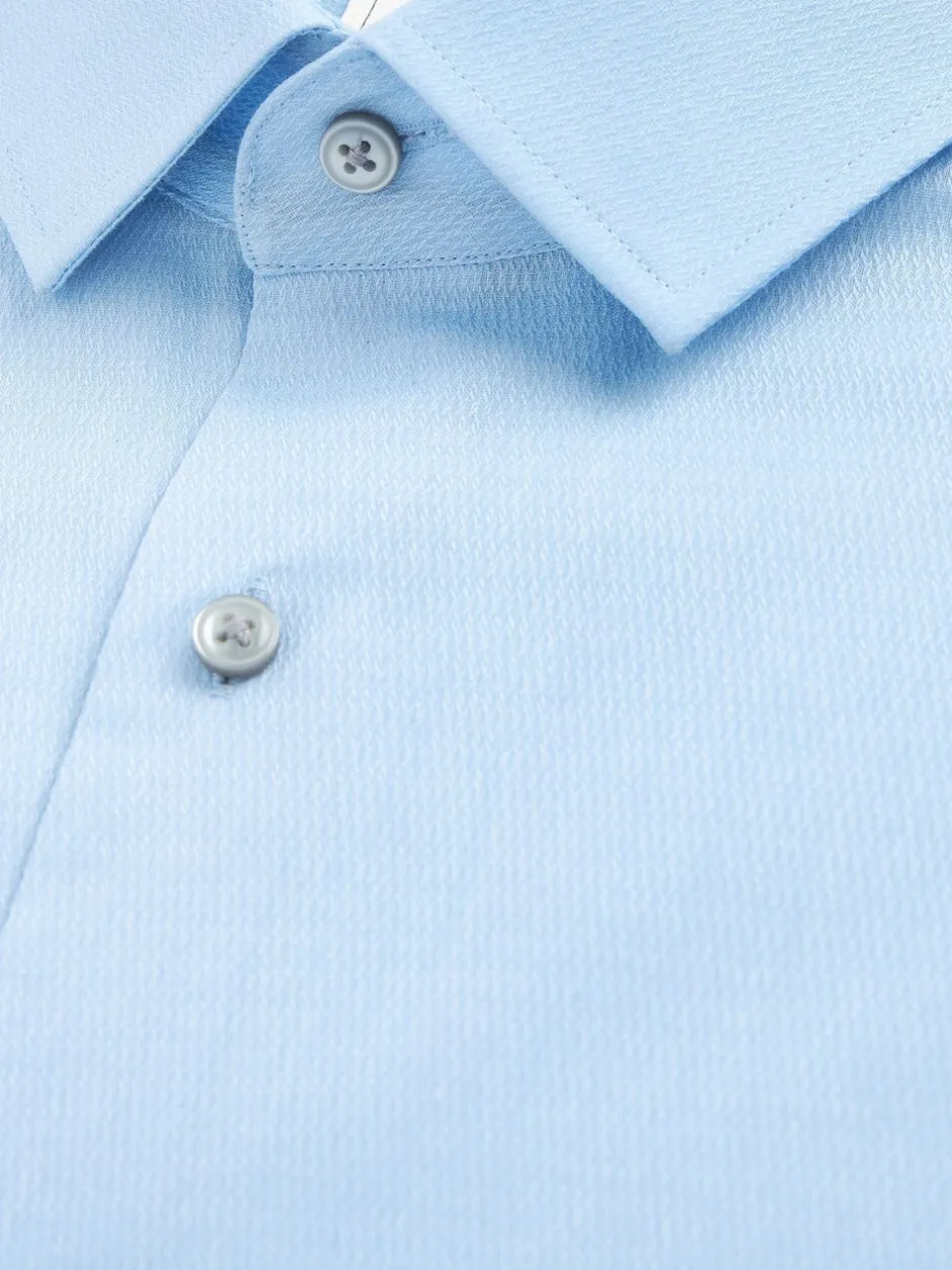 Shirts|Next - Normale Pasvorm - Eenvoudig te strijken slim fit overhemd met textuur en dubbele manchetten Blauw