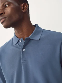 Poloshirts|T-Shirts En Hemden*Next Blauw - Normale Pasvorm - Piqué polo met lange mouwen