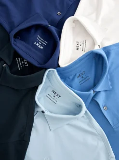 Poloshirts|T-Shirts En Hemden*Next Blauw - Normale Pasvorm - Set van 5 jersey poloshirts met korte mouwen