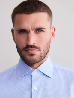 Formele Overhemden|Shirts|Next - Normale Pasvorm - Signature 100% katoenen overhemd met textuur Blauw