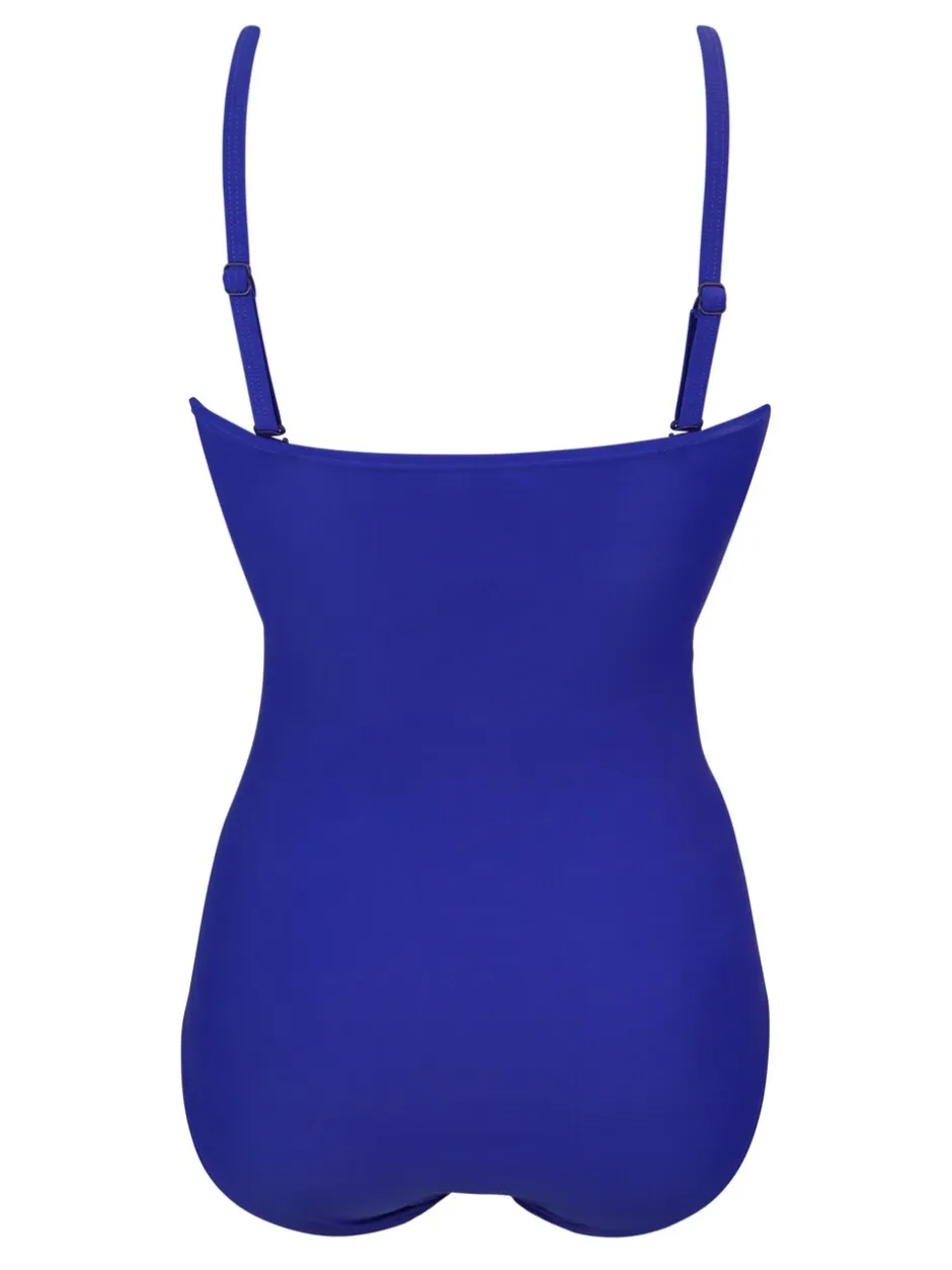 Badkleding*Pour Moi Blauw - Santa Monica tummy control corrigerend badpak met afneembare bandjes