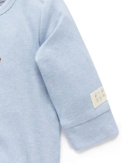 Rompertjes En Hemdjes|Rompertjes En Hemdjes|Purebaby - Appliqué Bodysuit Blauw