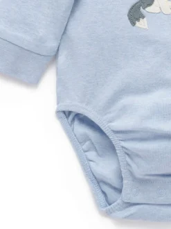 Rompertjes En Hemdjes|Rompertjes En Hemdjes|Purebaby - Appliqué Bodysuit Blauw