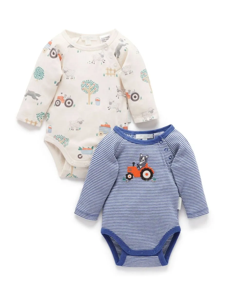 Rompertjes En Hemdjes|Purebaby - Bodysuits 2 Pack Blauw