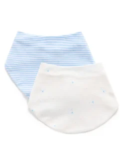 Slabbetjes|Purebaby - Essential Dribble Bibs 2 Pack Blauw