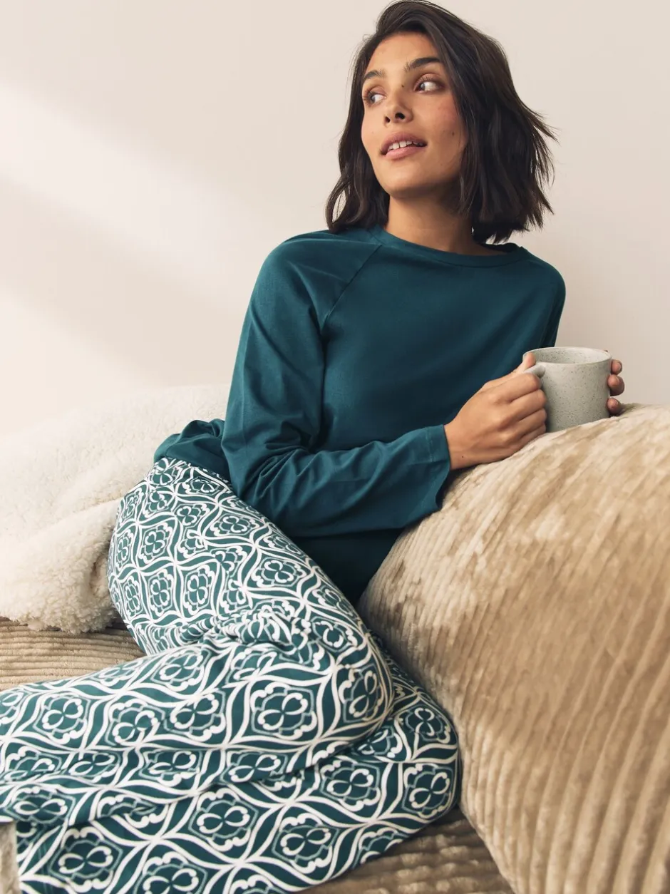 Pyjama's|Loungewear|Next - Pyjama met lange mouwen Blauw