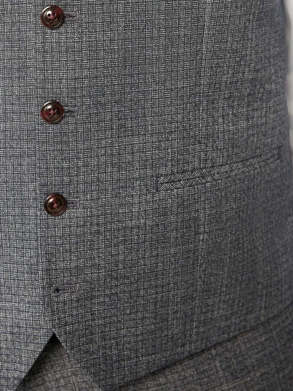 Vesten*Next Blauw - Regular Fit getrimd gestructureerd colbert