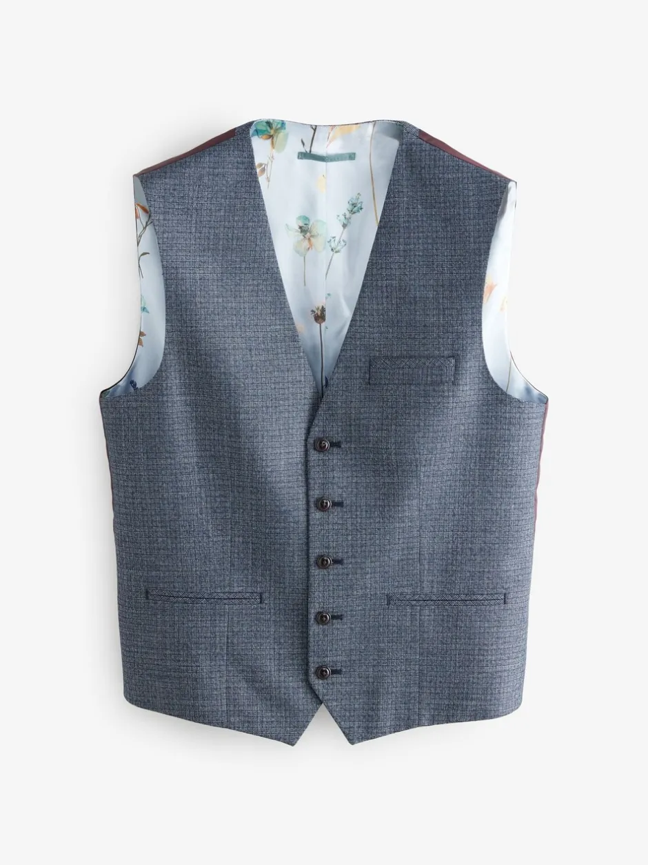 Vesten*Next Blauw - Regular Fit getrimd gestructureerd colbert