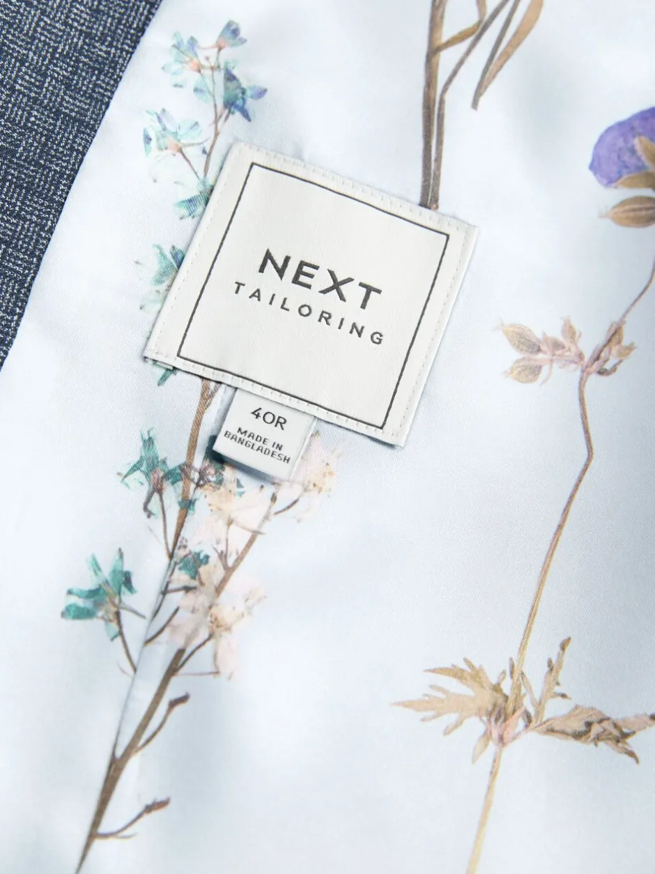 Vesten*Next Blauw - Regular Fit getrimd gestructureerd colbert