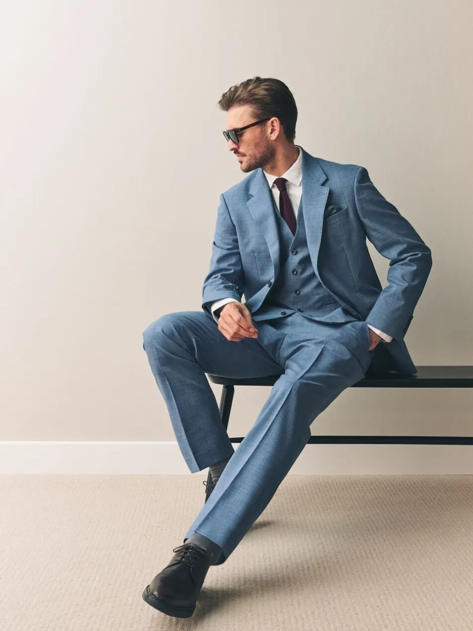 Pakken|Next - Regular Fit Signature Nova Fides 100% Italian Wool Suit Jacket Blauw