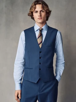 Vesten*Next - Regular Fit Wool Blend Motionflex Waistcoat Blauw
