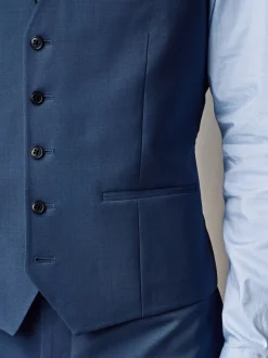 Vesten*Next - Regular Fit Wool Blend Motionflex Waistcoat Blauw