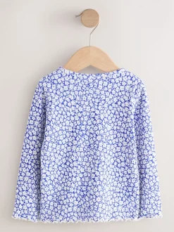Tops|T-Shirts*Next Blauw - Rib Long Sleeve Top (3mths-7yrs)