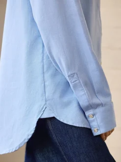 Blouses En Overhemden*Next - Ruimvallend 100% katoenen button-down casual overhemd met lange mouwen Blauw