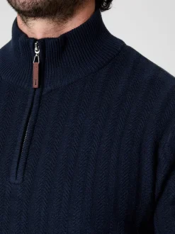 Gebreide Kleding*Saltwell - Mini Cable Knit Quarter Zip Jumper Blauw