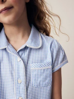 Overhemden En Blouses*Next Blauw - Schoolblouse met gingham-ruit en hoog aandeel katoen (3-14jr)
