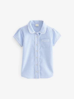 Overhemden En Blouses*Next Blauw - Schoolblouse met gingham-ruit en hoog aandeel katoen (3-14jr)