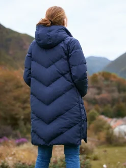 Jassen En Jacks|Moederschap|Seraphine - Lange Chevron 3 in 1 zwangerschaps- & draagjas met donsvulling Blauw