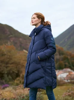 Jassen En Jacks|Moederschap|Seraphine - Lange Chevron 3 in 1 zwangerschaps- & draagjas met donsvulling Blauw