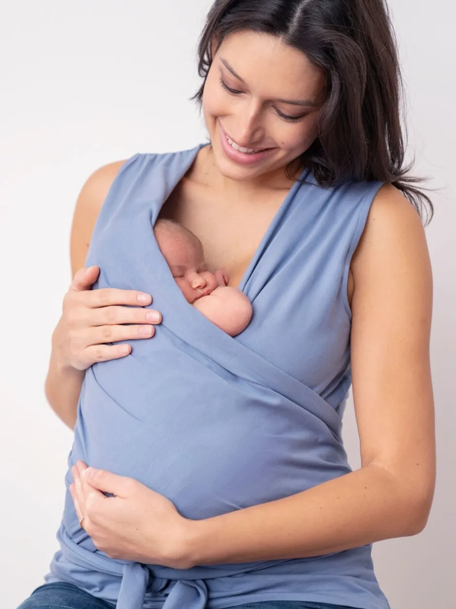 Moederschap|Seraphine - Skin to Skin Babywearing Sleeveless Top Blauw