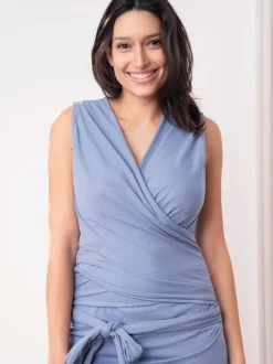 Moederschap|Seraphine - Skin to Skin Babywearing Sleeveless Top Blauw