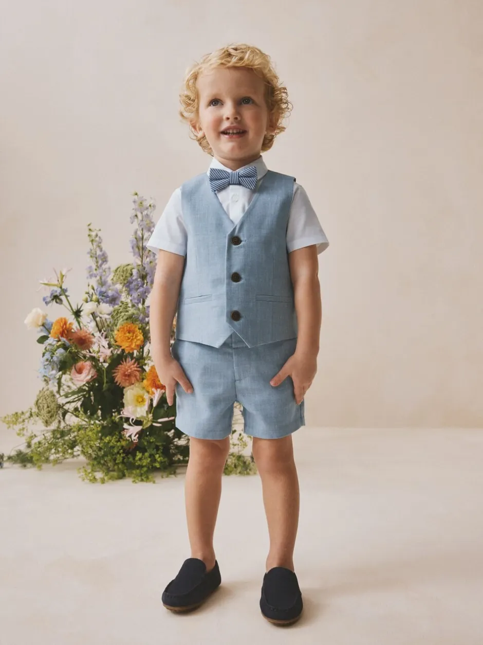 Kostuums En Herenvesten*Next Blauw - Set met gilet, overhemd, korte broek & stropdas (3mnd-9jr)