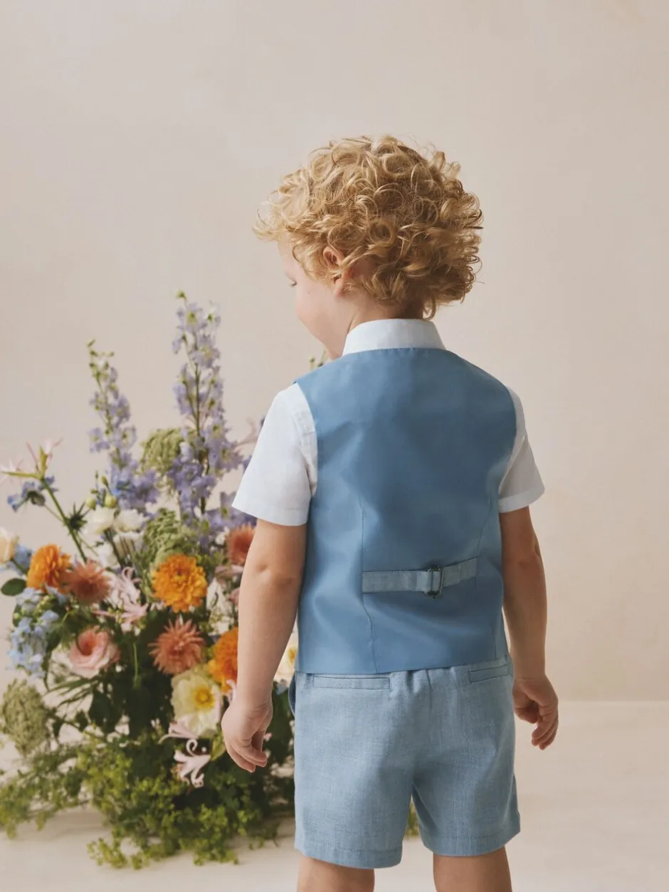 Kostuums En Herenvesten*Next Blauw - Set met gilet, overhemd, korte broek & stropdas (3mnd-9jr)