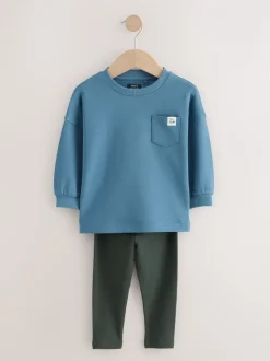 Tops|Sets En Outfits|Next - Set met top met lange mouwen en legging (3 mnd-7 jr) Blauw