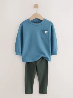 Tops|Sets En Outfits|Next - Set met top met lange mouwen en legging (3 mnd-7 jr) Blauw