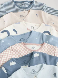 Babypakjes En Babypyjama's|Next Blauw - Set van 7 Baby Popper-slaappakjes (0mnd-2jr)