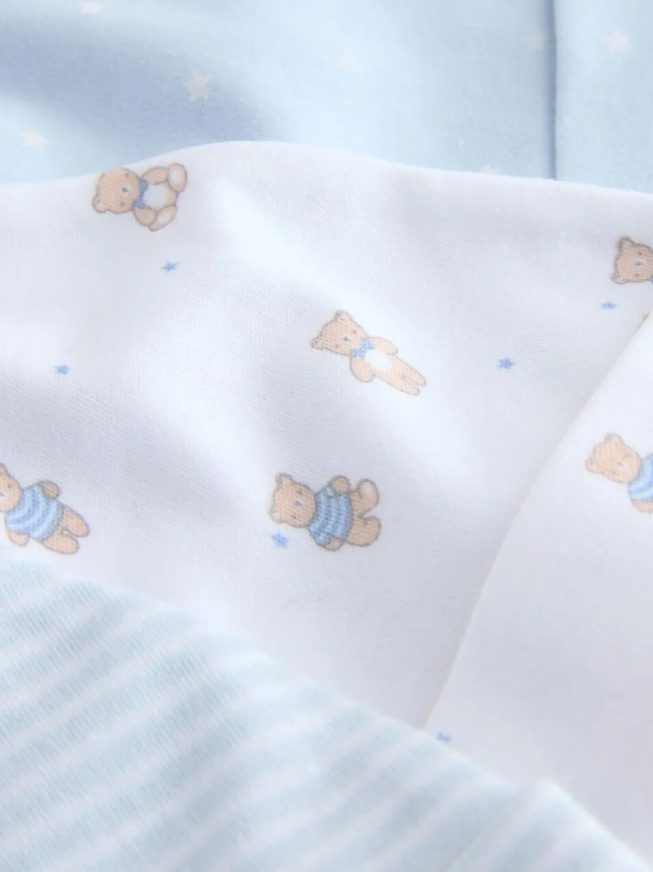 Mutsjes En Antikrabwantjes|Mutsen, Handschoenen En Sjaals|Next Blauw - Set van 3 babymutsen met gestrikte bovenkant (0-12mnd)