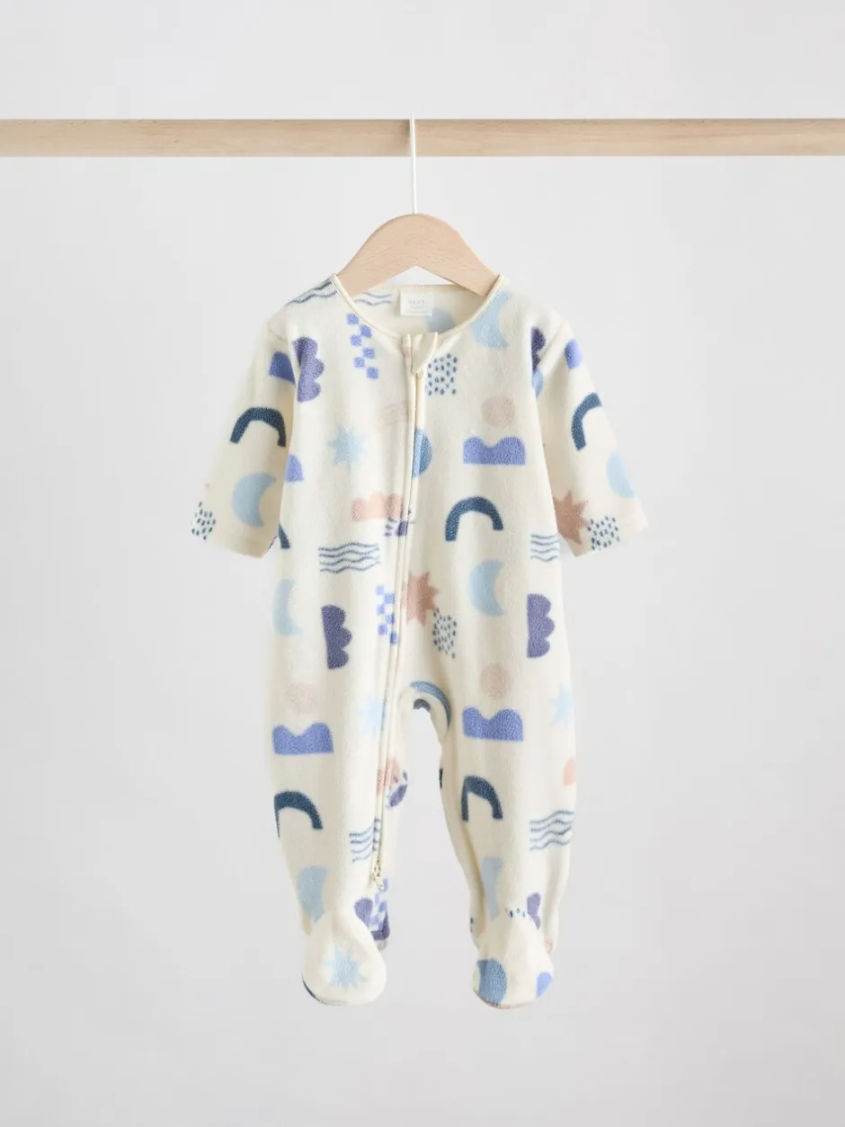 Multipacks|Babypakjes En Babypyjama's|Next - Set van 2 baby-onesies van microfleece met tweewegrits Blauw