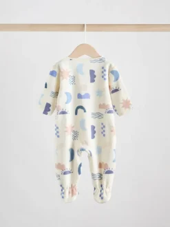Multipacks|Babypakjes En Babypyjama's|Next - Set van 2 baby-onesies van microfleece met tweewegrits Blauw