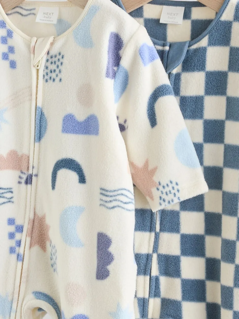 Multipacks|Babypakjes En Babypyjama's|Next - Set van 2 baby-onesies van microfleece met tweewegrits Blauw