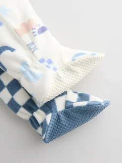 Multipacks|Babypakjes En Babypyjama's|Next - Set van 2 baby-onesies van microfleece met tweewegrits Blauw